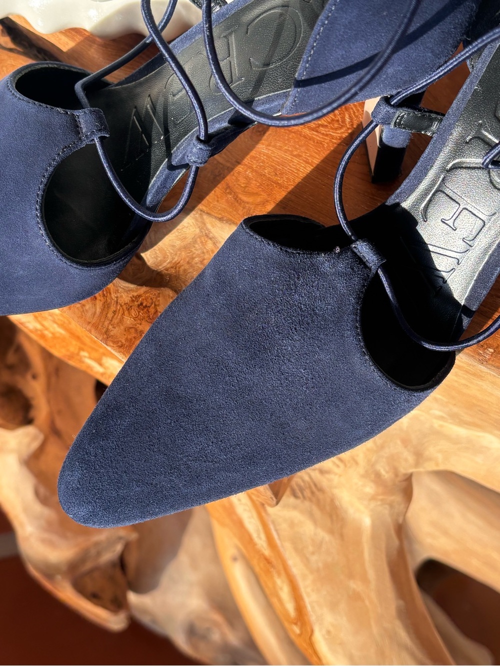J.Crew Navy Faux Suede Lace-Up Pointed Toe Heels Size 7.5 NWOT